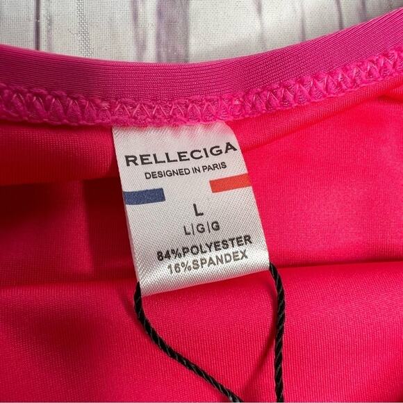 RELLECIGA Large Hot Pink High Cut Cheeky Bikini Bottom Barbie Core NEW - Picture 7 of 9